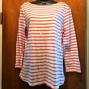 J.j Collectibles white & pink/red stripped t-shirt szM